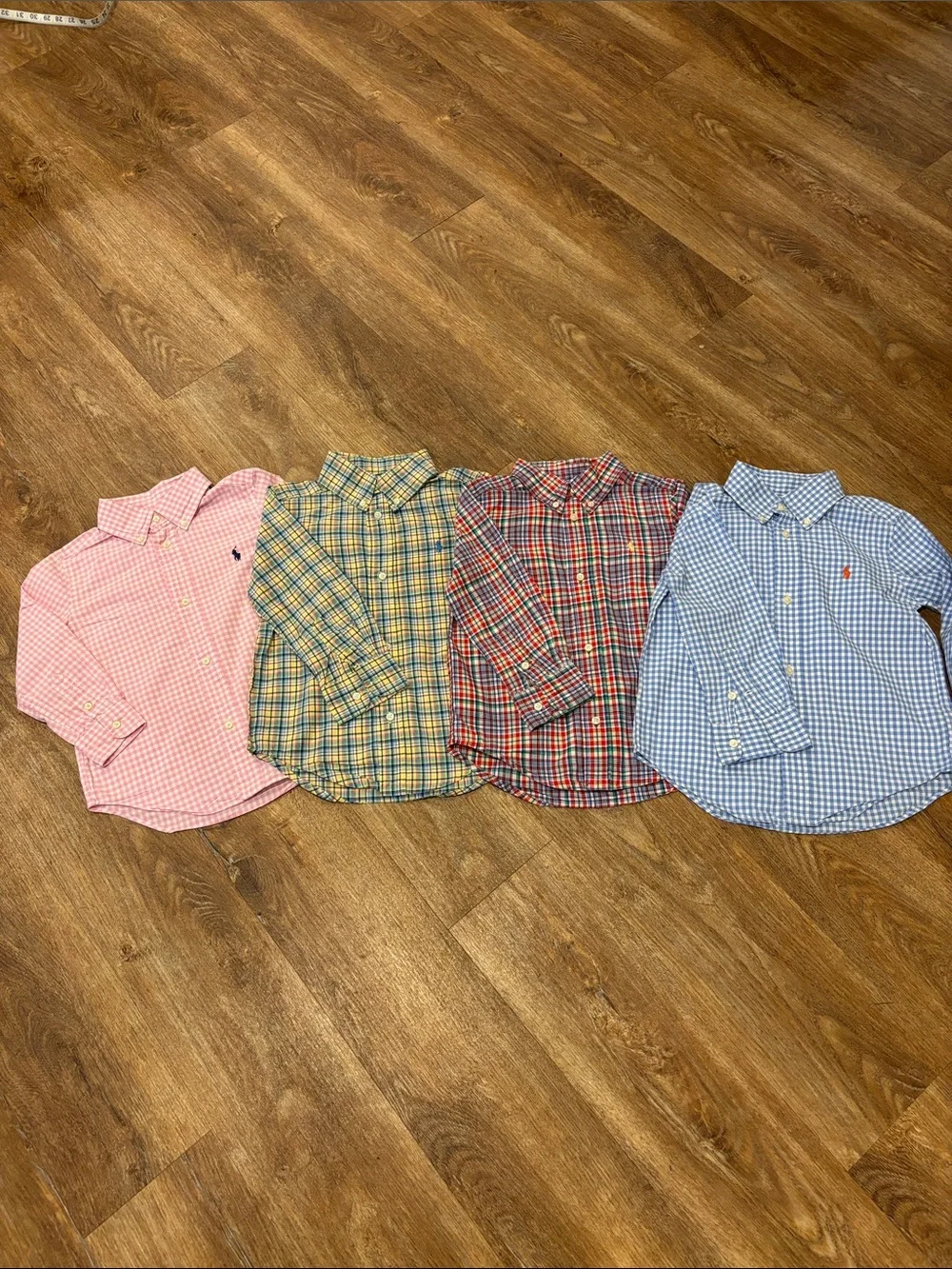 Lot of 4  Ralph Lauren Gingham Plaid Shirts Boys 3/3T  EUC